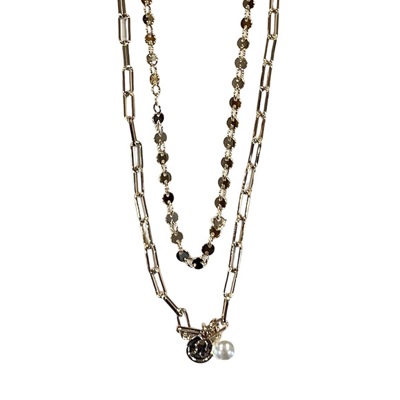 NWT J. Crew Gold Small Coin and Pearl Layering Necklace - Picture 5 of 7